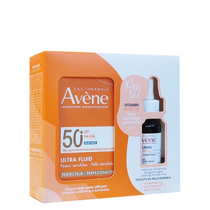 Eau thermale avene solare ultra fluid perf spf50+ 50 ml + vitamin activ cg siero 10 ml