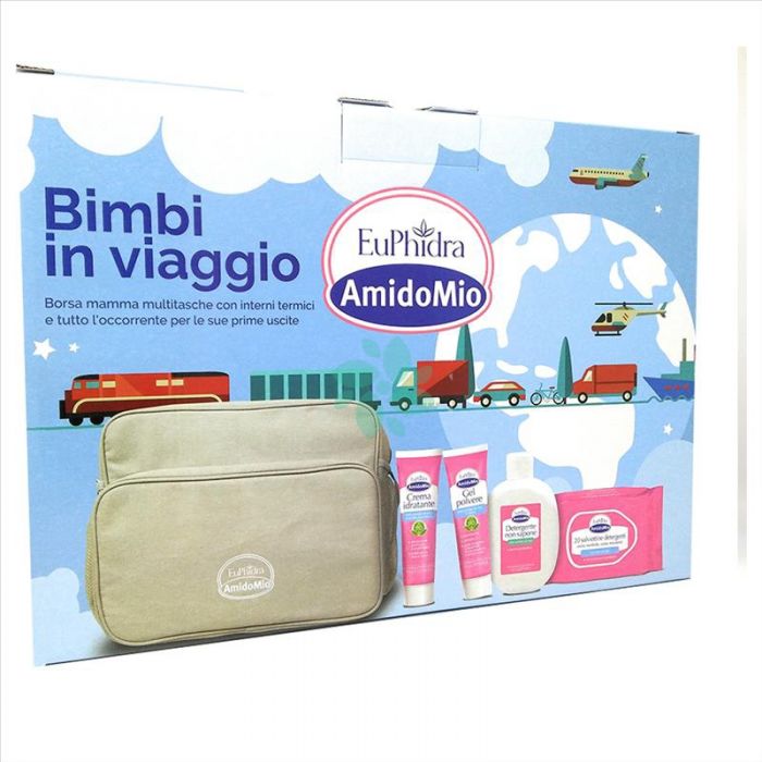 EUPHIDRA AMIDOMIO BORSA BIMBI VIAGGIO GEL POLVERE 50ML + DETERGENTE NON SAPONE 200ML + CREMA IDRATAN