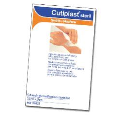 Medicazione cutiplast steril adesiva supporto in tnt adesivo poliacrilato ipollergenico tampone non aderente 15x38 cm 5 pezzi