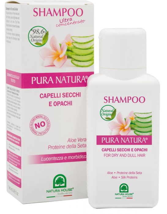 Shampoo per capelli secchi e opachi con aloe e proteine della seta 250 ml