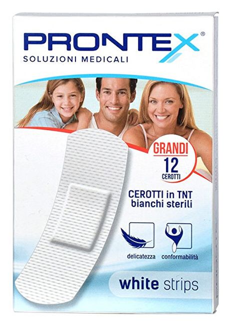 Cerotto white strips tessuto non tessuto bianco grande 12 pezzi