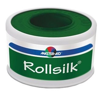 Cerotto in rocchetto master-aid rollsilk tessuto bianco ipoallergenico 5x2,50