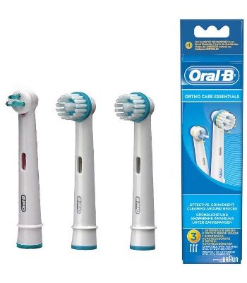 Oralb ortho care essentials testine spazzolino elettrico apparecchio ortodontico 3 pezzi