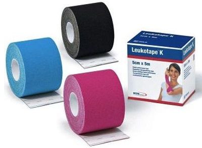 Benda adesiva leukotape k per taping fisioterapico larghezza 5 cm lunghezza 5 m colore rosa in rotol