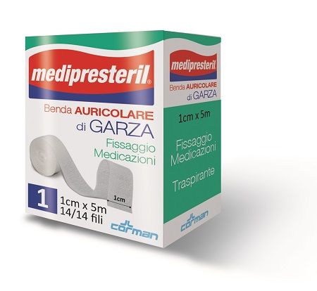 Benda auricolare garza medipresteril 12/8 fu m5x1cm 14/14 fili