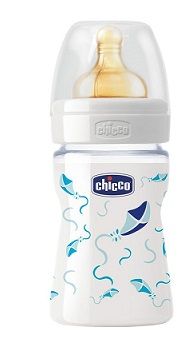 Chicco biberon 150 ml vetro decorato tettarella silicone boy