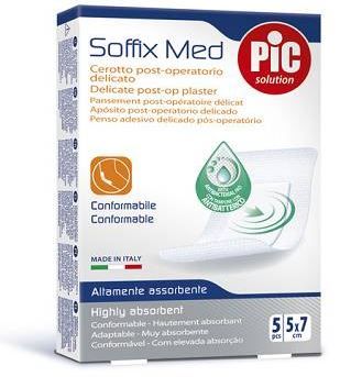 Cerotto pic soffix med in tnt con tampone centrale assorbente sterile monouso 5x7 cm antibatterico 5