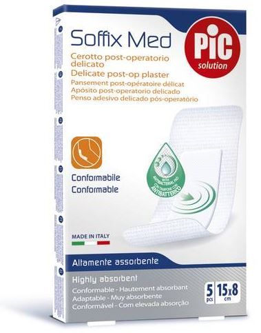 Cerotto pic soffix med in tnt con tampone centrale assorbente sterile monouso 15x8 cm antibatterico