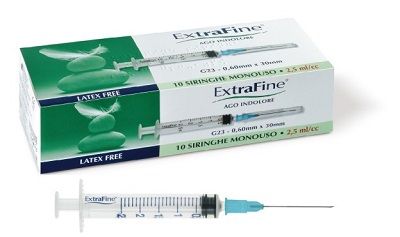 Siringa ipodermica extrafine 2,5 cc g23 0,60x30 10 pezzi