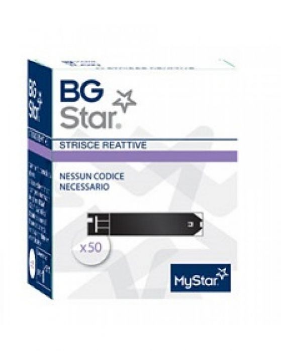 STRISCE PER MISURAZIONE GLICEMIA BGSTAR 25 PEZZI COMPATIBILI CON MISURATORE DI GLICEMIA MYSTAR EXTRA