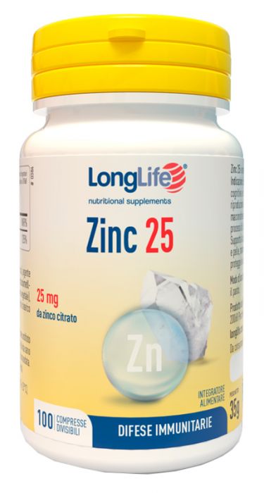 Longlife zinc 25 mg 100 compresse