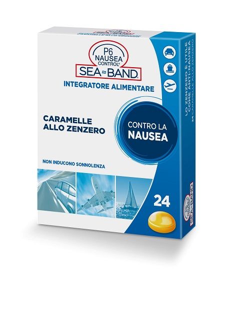 P6 nausea control sea band caramelle antinausea viaggio allo zenzero 24 pezzi