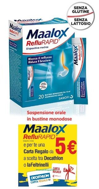 Maalox reflurapid promo card 20 bustine da 10 ml