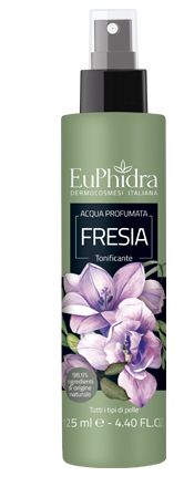 Euphidra acqua profumata fresia in flacone con etichetta pompa spray