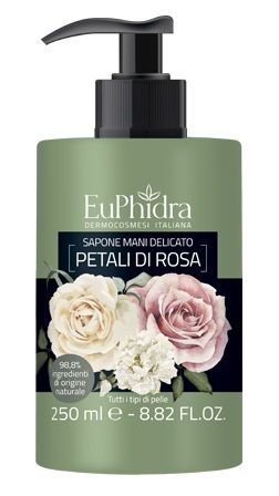 Euphidra sapone liquido mani rosa in flacone con etichetta dispenser
