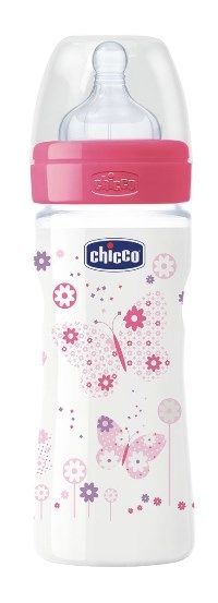 Chicco biberon well being in polipropilene girl da 250 ml medium silicone ita
