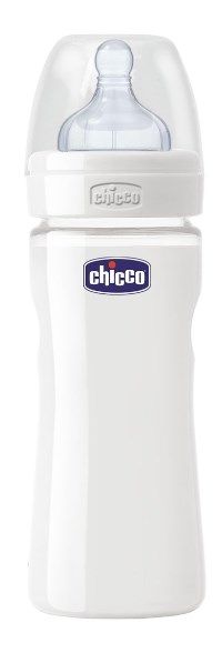 Chicco biberon well being in vetro non decoratorato da 240 ml normal silicone