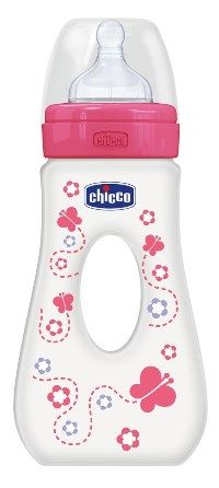 Chicco biberon well being passeggio in polipropilene girl da 240 ml fast silicone