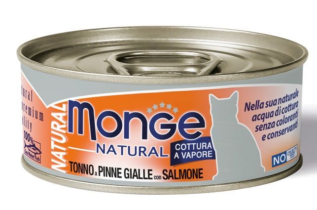 Monge natural quality gatto monge natural tonno pinna gialla con salmone 80 g