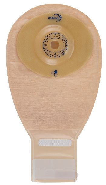 Sacca per ileostomia opaca ritagliabile welland aurum convex ileo midi diametro 13-48 mm inizio convessita' 48 mm 10 pezzi