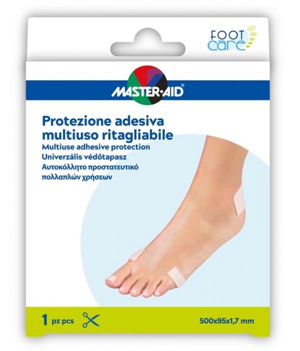 Protezione adesiva multiuso master-aid footcare ritagliabile 50x9,5 cm a6