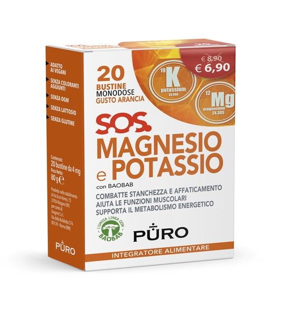 Puro magnesio potassio e baobab 20 bustine 4 g