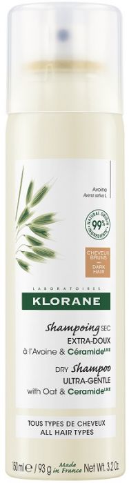 Klorane shampoo secco extra delicato avena&ceramide capelli scuri 150 ml