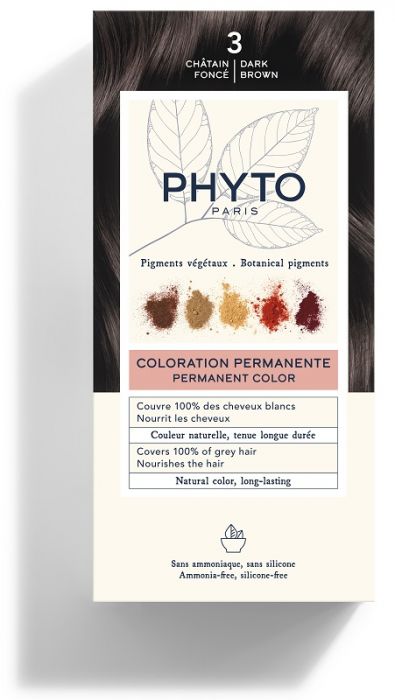 Color kit 3 castano scuro latte rivelatore 50 ml + crema colorante 50 ml + maschera protettiva colore 12 ml + guanti
