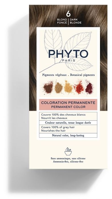 Color kit 6 biondo scuro latte rivelatore 50 ml + crema colorante 50 ml + maschera protettiva colore 12 ml + guanti