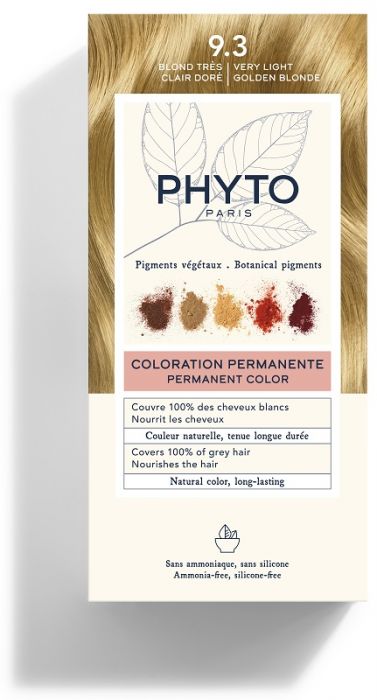 Color kit 9,3 biondo chiarissimo dorato latte rivelatore 50 ml + crema colorante 50 ml + maschera protettiva colore 12 ml + guanti