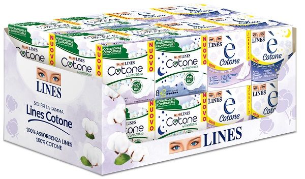 Srp lines cotone by natura + e'cot contiene lines e'cotone ali 9+1pz 6conf+lines e'cot notte 9pz 6conf+lines cot by nat ura ali 10+2pz 8conf+lines cot notte 8+2pz 8 confezioni