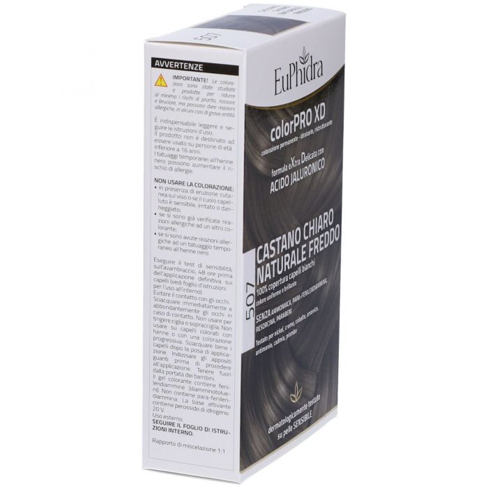 Euphidra colorpro xd 507 castano chiaro naturale f colore + attivante + balsamo + cuffia + guanti