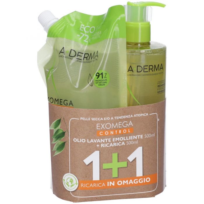 Aderma exomega duo igiene ecopack 1 ricarica aderma exomega olio 500 ml + 1 aderma exomega control olio 500 ml