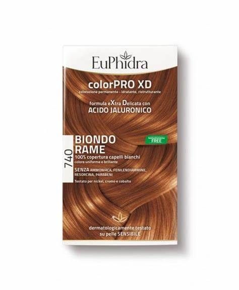EUPHIDRA COLORPRO XD 740 BIONDO RAME GEL COLORANTE CAPELLI IN FLACONE + ATTIVANTE + BALSAMO + GUANTI