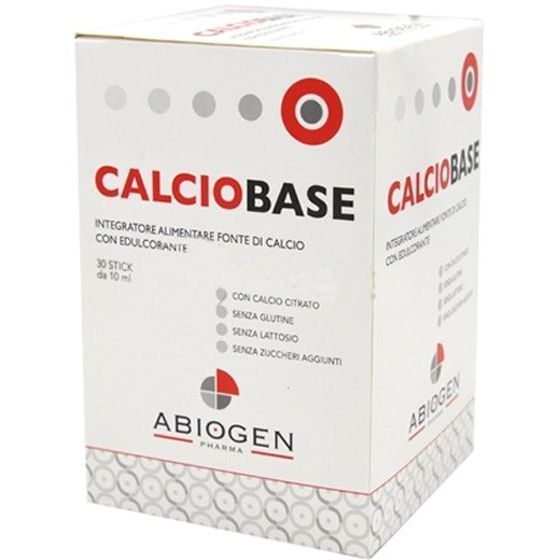 CALCIOBASE 30 STICK DA 10 ML SENZA ZUCCHERI AGGIUNTI SENZA GLUTINE E SENZA LATTOSIO