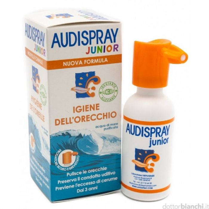 AUDISPRAY JUNIOR SOLUZIONE DI ACQUA DI MARE IPERTONICA SPRAY SENZA GAS IGIENE ORECCHIO 25ML