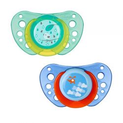 Chicco succhietto physio air blu lattice 12m+ 2 pezzi caucciu'