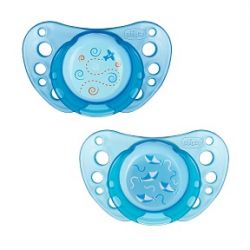 Chicco succhietto physio air blu silicone 0m+ 2 pezzi caucciu'