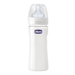 Chicco biberon well being in vetro non decoratorato da 240 ml normal silicone