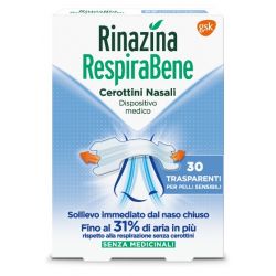 Rinazina respirabene cerotti nasali trasparenti carton 30 pezzi