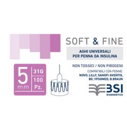 Ago per penna da insulina soft&fine 31 gauge 5 mm 100 pezzi
