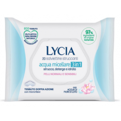 Lycia salviettine struccanti acqua micellare 3 in 1 20 pezzi