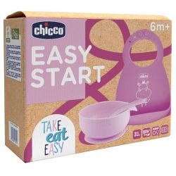 Chicco set pappa silicone 6m+ rosa