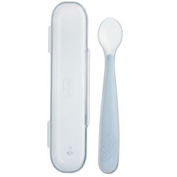 Chicco cucchiaio silicone con case grigio 6 mesi+