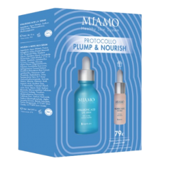 Miamo cofanetto 2025 plump & nourish 1 rughe di disidratazione hyaluronic acid lh serum 30 ml + 1 nourish 3 biotic 10 ml