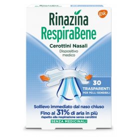 Rinazina respirabene cerotti nasali trasparenti carton 30 pezzi